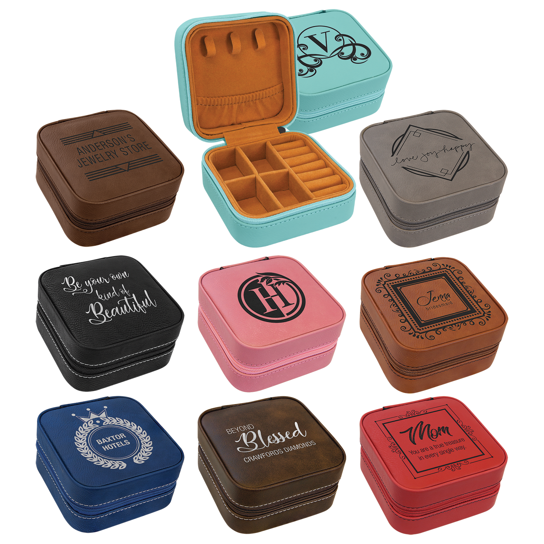 Personalized Leatherette Travel Jewelry Box